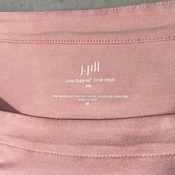J. JILL Luxe Supima boatneck long sleeve pink relaxed fit drop shoulder top M - Picture 7 of 11